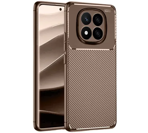 Xiaomi Redmi Note 14 Pro 5G Kılıf Auto Focus Karbon Kapak - Kahverengi