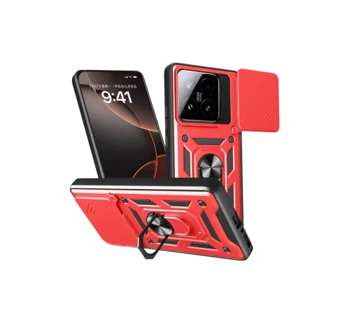 Xiaomi Mi 15T Pars Lens Yüzüklü Silikon - Kırmızı