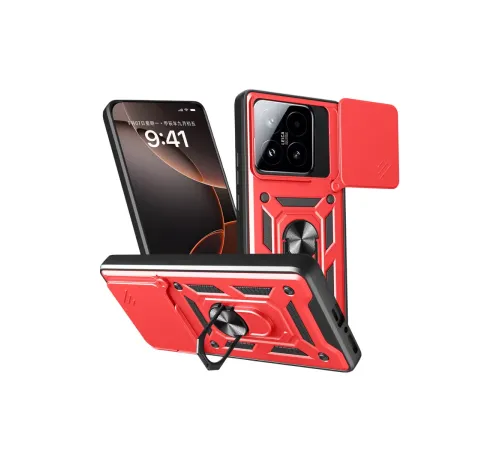 Xiaomi Mi 15T Pars Lens Yüzüklü Silikon - Kırmızı