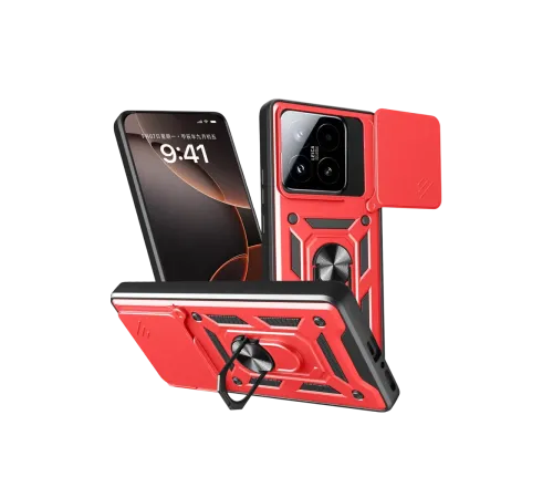 Xiaomi Mi 15T Pars Lens Yüzüklü Silikon - Kırmızı