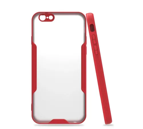 Apple iPhone 6 Kılıf Platin Silikon - Kırmızı