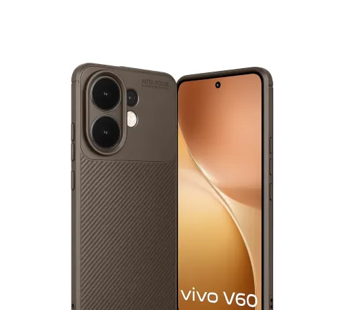 Vivo V60 5G Auto Focus Karbon Kapak - Kahverengi