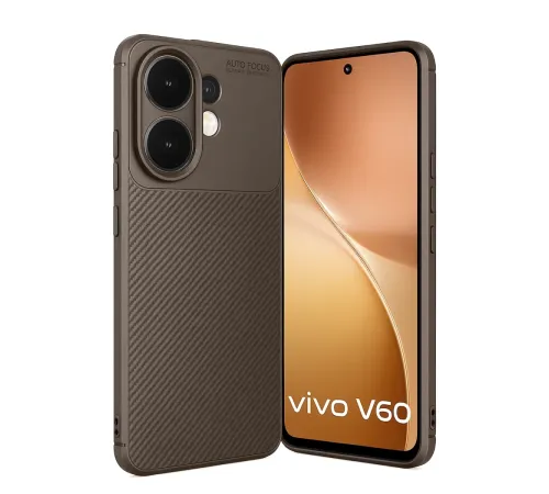 Vivo V60 5G Auto Focus Karbon Kapak - Kahverengi