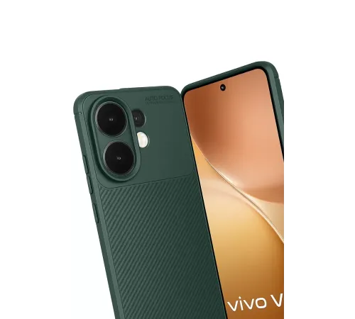 Vivo V60 5G Auto Focus Karbon Kapak - Koyu Yeşil
