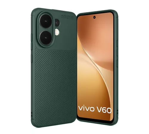 Vivo V60 5G Auto Focus Karbon Kapak - Koyu Yeşil