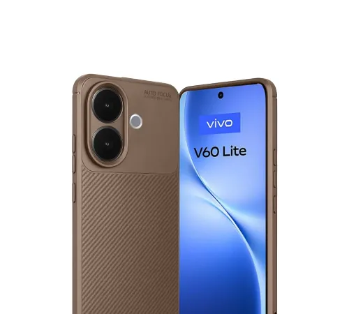 Vivo V60 Lite Auto Focus Karbon Kapak - Kahverengi