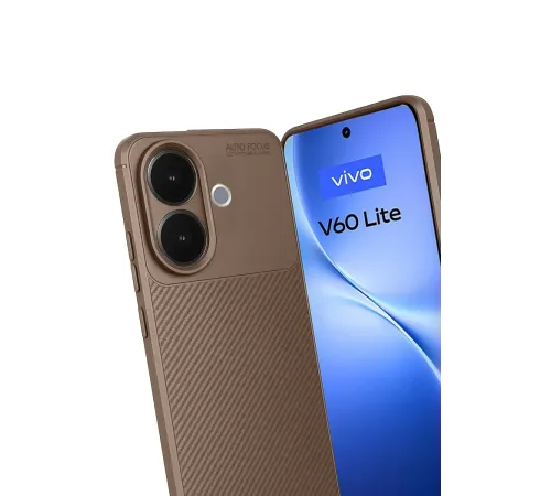 Vivo V60 Lite Auto Focus Karbon Kapak - Kahverengi