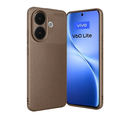 Vivo V60 Lite Auto Focus Karbon Kapak - Kahverengi