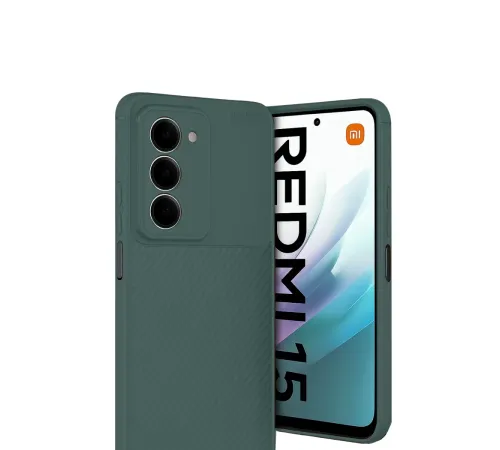 Xiaomi Redmi 15 4G Auto Focus Karbon Kapak - Koyu Yeşil