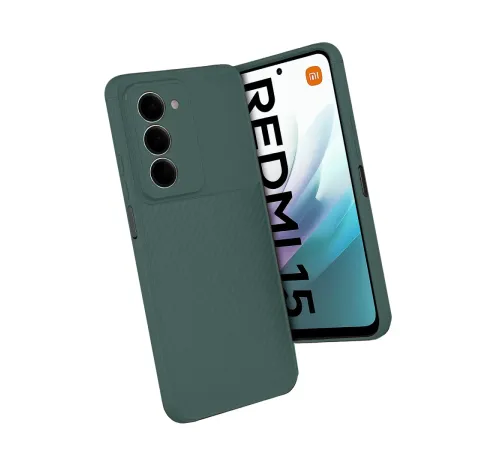 Xiaomi Redmi 15 4G Auto Focus Karbon Kapak - Koyu Yeşil