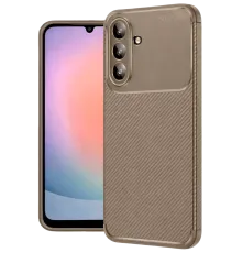 Samsung Galaxy A56 Kılıf Auto Focus Karbon Kapak - Kahverengi