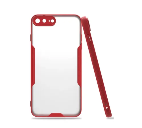 Apple iPhone 7 Plus Kılıf Platin Silikon - Kırmızı