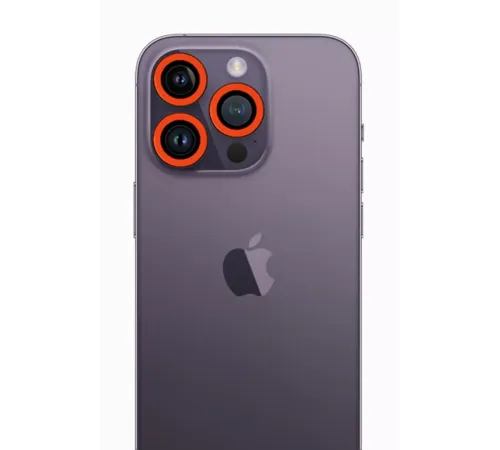 Apple iPhone 12 Pro Max Neon Fosforlu Kamera Lens - Turuncu