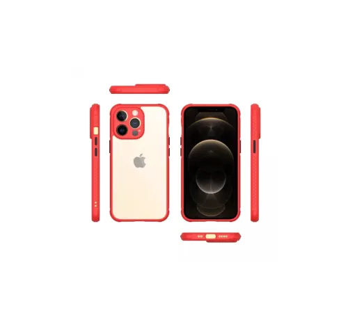 Apple iPhone 13 Pro Kılıf Miami Şeffaf Silikon - Kırmızı