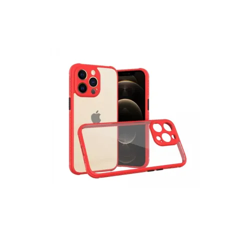 Apple iPhone 13 Pro Kılıf Miami Şeffaf Silikon - Kırmızı