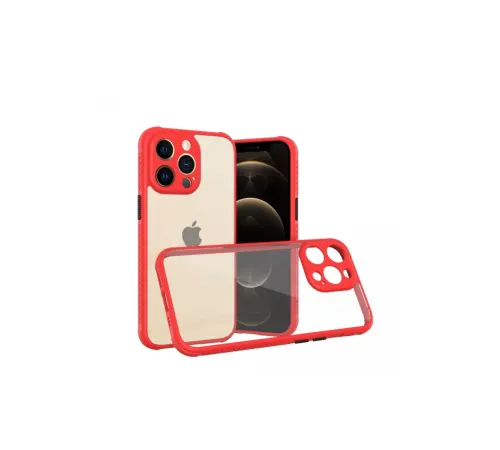 Apple iPhone 13 Pro Kılıf Miami Şeffaf Silikon - Kırmızı