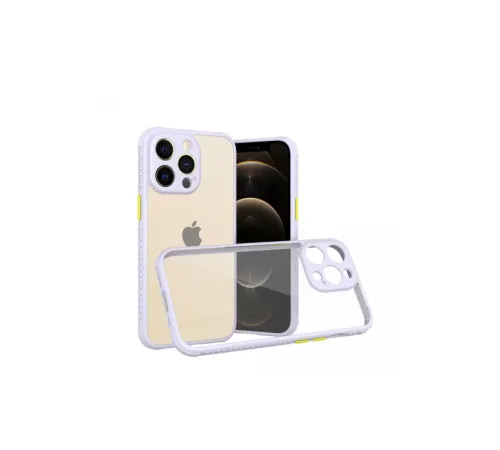 Apple iPhone 13 Pro Kılıf Miami Şeffaf Silikon - Lila