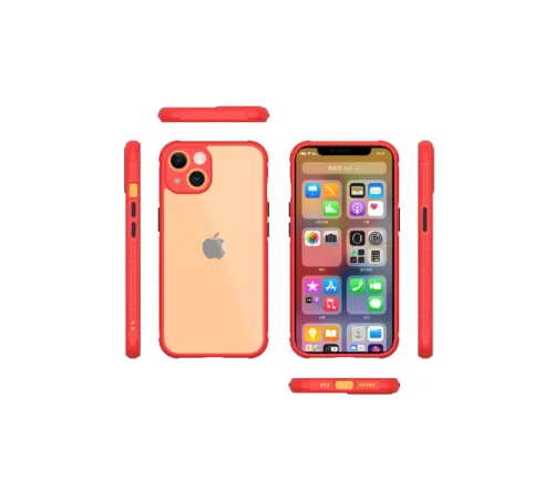Apple iPhone 13 Mini Kılıf Miami Şeffaf Silikon - Kırmızı