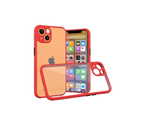 Apple iPhone 13 Mini Kılıf Miami Şeffaf Silikon - Kırmızı