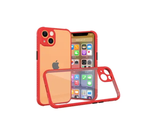 Apple iPhone 13 Mini Kılıf Miami Şeffaf Silikon - Kırmızı