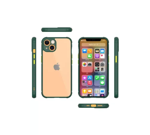 Apple iPhone 13 Mini Kılıf Miami Şeffaf Silikon - Koyu Yeşil