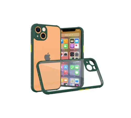 Apple iPhone 13 Mini Kılıf Miami Şeffaf Silikon - Koyu Yeşil