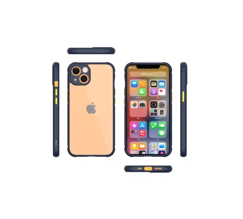 Apple iPhone 13 Mini Kılıf Miami Şeffaf Silikon - Lacivert