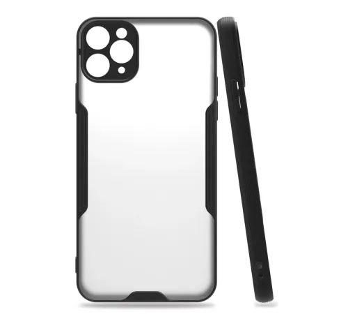 Apple iPhone 11 Pro Max Kılıf Platin Silikon - Siyah