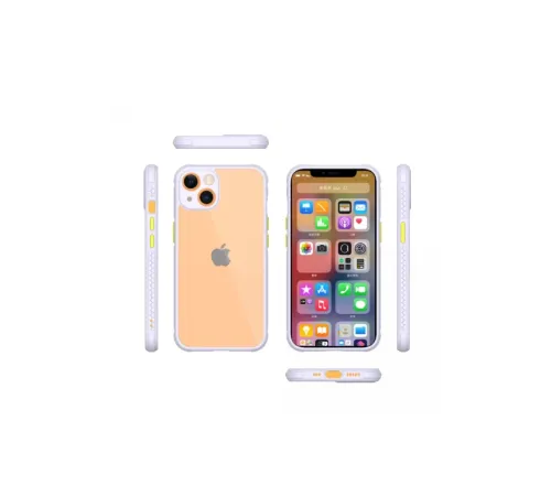 Apple iPhone 13 Mini Kılıf Miami Şeffaf Silikon - Lila