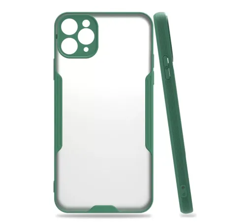 Apple iPhone 11 Pro Max Kılıf Platin Silikon - Yeşil