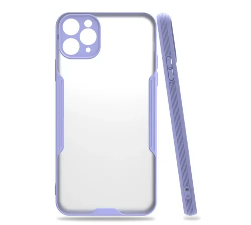 Apple iPhone 11 Pro Max Kılıf Platin Silikon - Lila