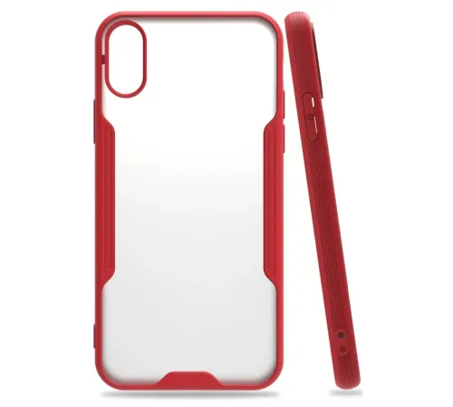 Apple iPhone X Kılıf Platin Silikon - Kırmızı