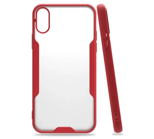 Apple iPhone X Kılıf Platin Silikon - Kırmızı