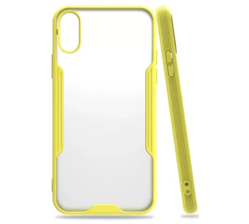 Apple iPhone X Kılıf Platin Silikon - Sarı