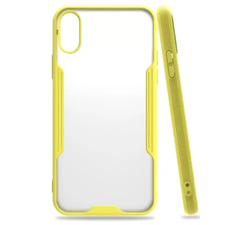 Apple iPhone X Kılıf Platin Silikon - Sarı