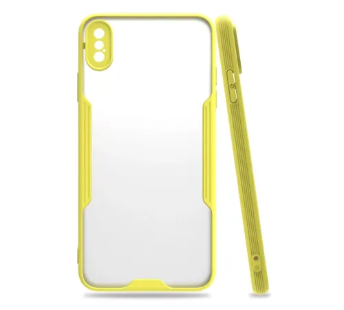 Apple iPhone XS Max Kılıf Platin Silikon - Sarı
