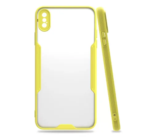 Apple iPhone XS Max Kılıf Platin Silikon - Sarı