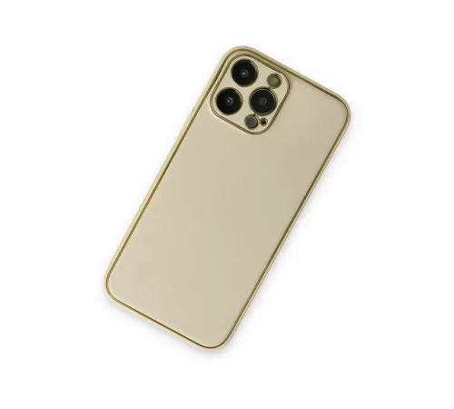 Apple iPhone 13 Pro Kılıf Coco Deri Silikon Kapak - Gold