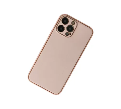 Apple iPhone 13 Pro Kılıf Coco Deri Silikon Kapak - Pudra