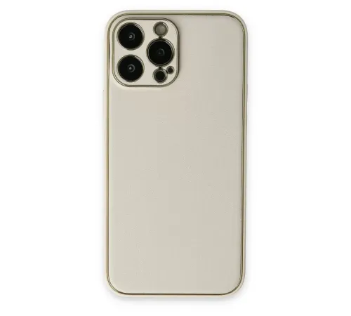 Apple iPhone 13 Pro Kılıf Coco Deri Silikon Kapak - Beyaz