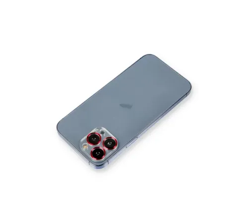 Apple iPhone 12 Pro Metal Kamera Lens Koruma Cam - Kırmızı