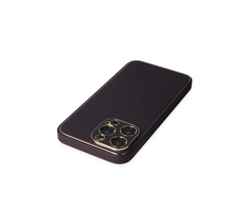 Apple iPhone 13 Pro Max Kılıf Coco Deri Silikon Kapak - Derin Mor