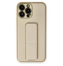 Apple iPhone 13 Pro Kılıf Coco Deri Standlı Kapak - Gold
