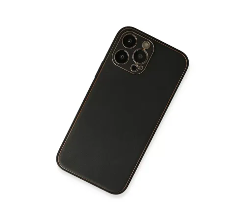 Apple iPhone 13 Pro Max Kılıf Coco Deri Silikon Kapak - Siyah