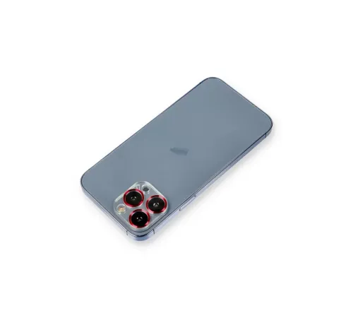 Apple iPhone 13 Pro Max Metal Kamera Lens Koruma Cam - Kırmızı