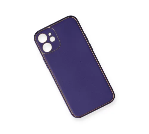 Apple iPhone 12 Mini Kılıf Coco Deri Silikon Kapak - Mor