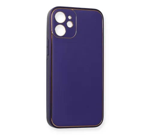 Apple iPhone 12 Mini Kılıf Coco Deri Silikon Kapak - Mor