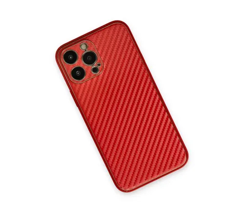 Apple iPhone 13 Pro Kılıf Coco Karbon Silikon - Kırmızı