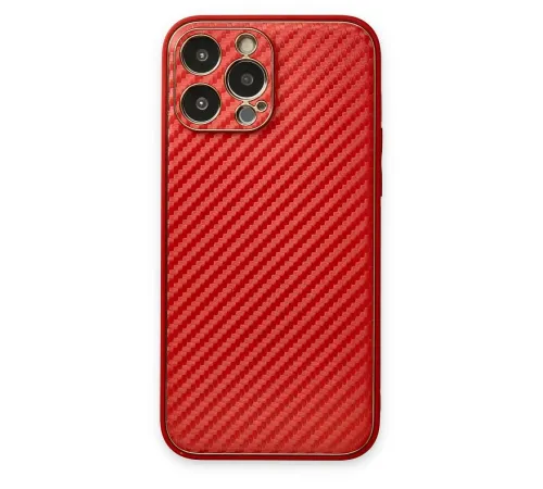 Apple iPhone 13 Pro Kılıf Coco Karbon Silikon - Kırmızı