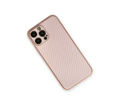 Apple iPhone 13 Pro Max Kılıf Coco Karbon Silikon - Pembe